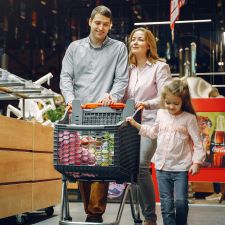 Image of a family shopping to prepare for a storm