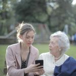 Elderly women with caregiver