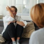 Upset woman in a counseling session