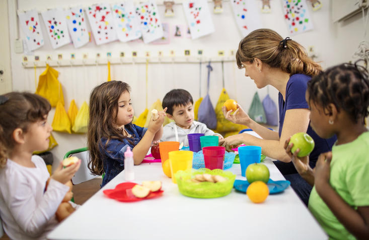 Children eating at a child care facility