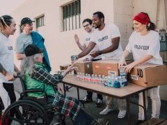 Community Preparedness with volunteers distributing supplies